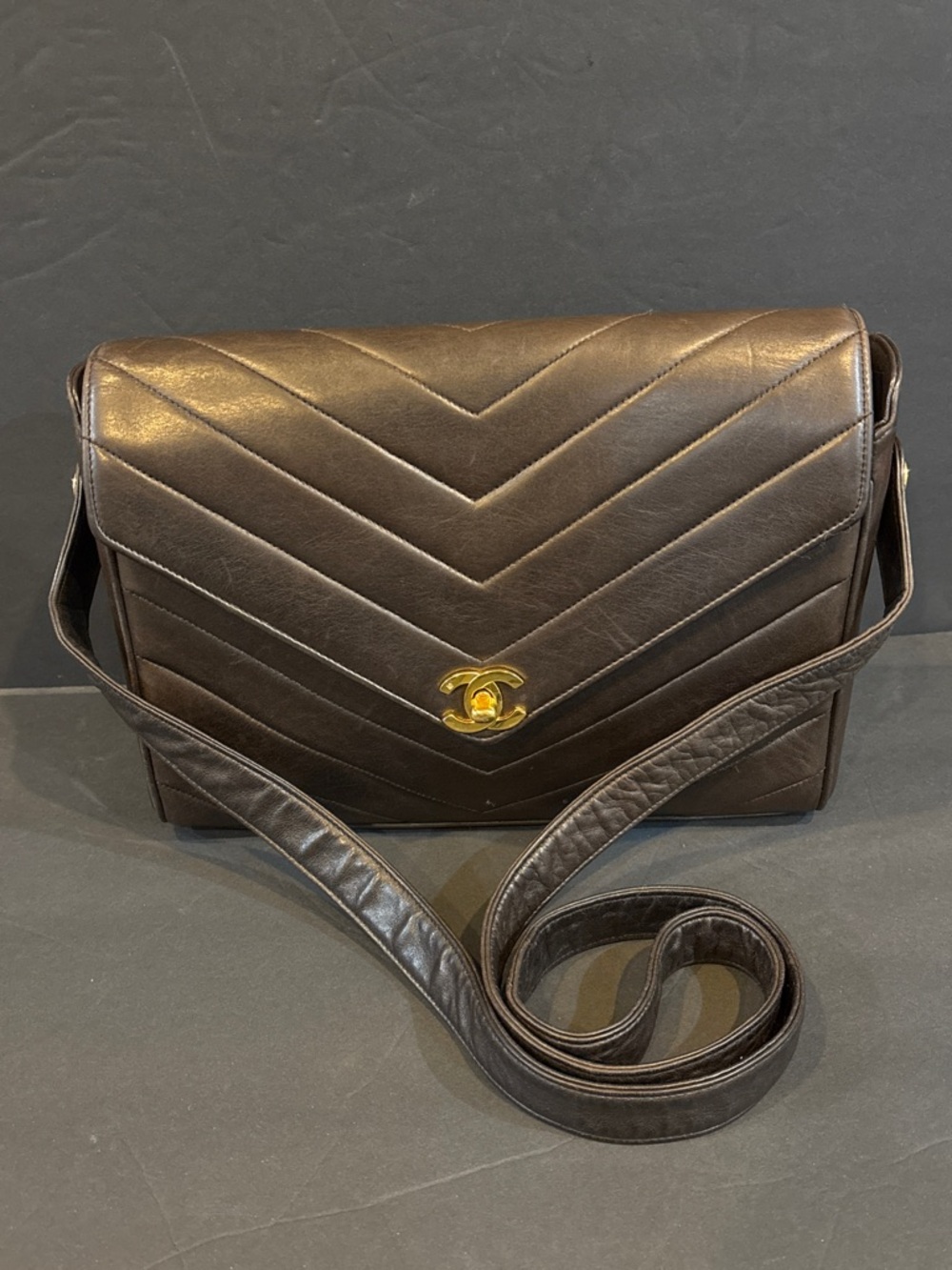 Vintage Chanel Chevron Trapezio Flap Bag – Rare Chocolate Brown & 24K GHW